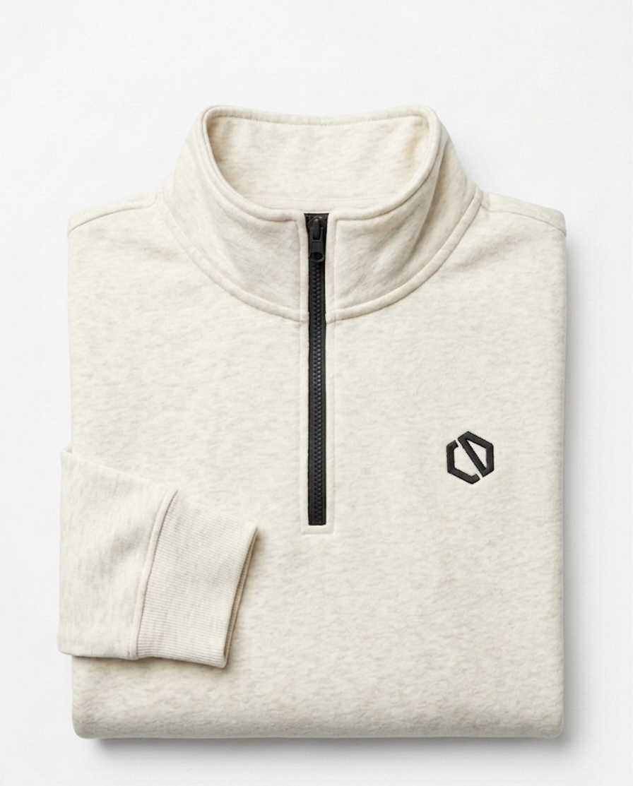 Quarter-Zip Beige Sweatshirt - Image 3